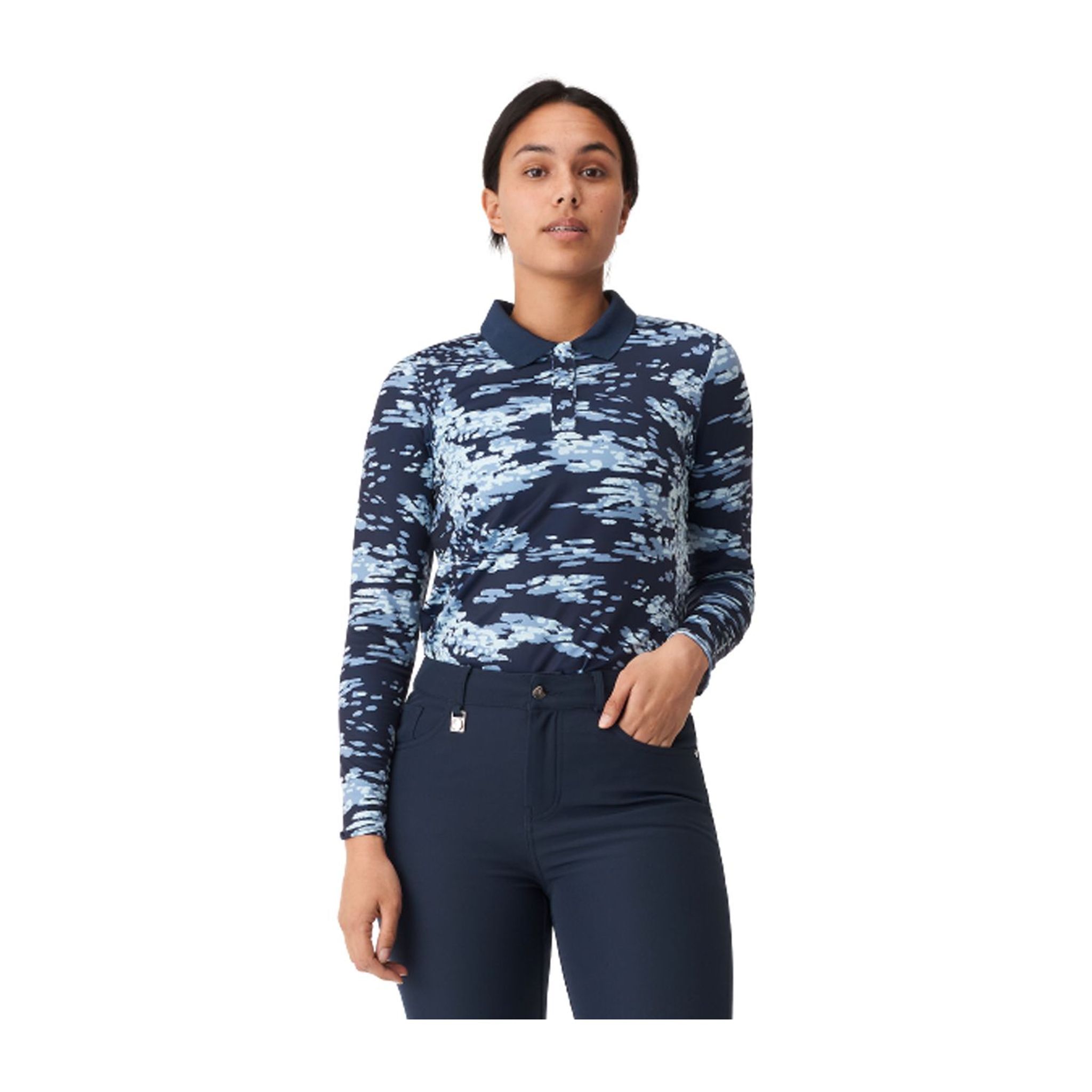 Röhnisch W Polo Sia Langarm Navyblau/Camo Damen