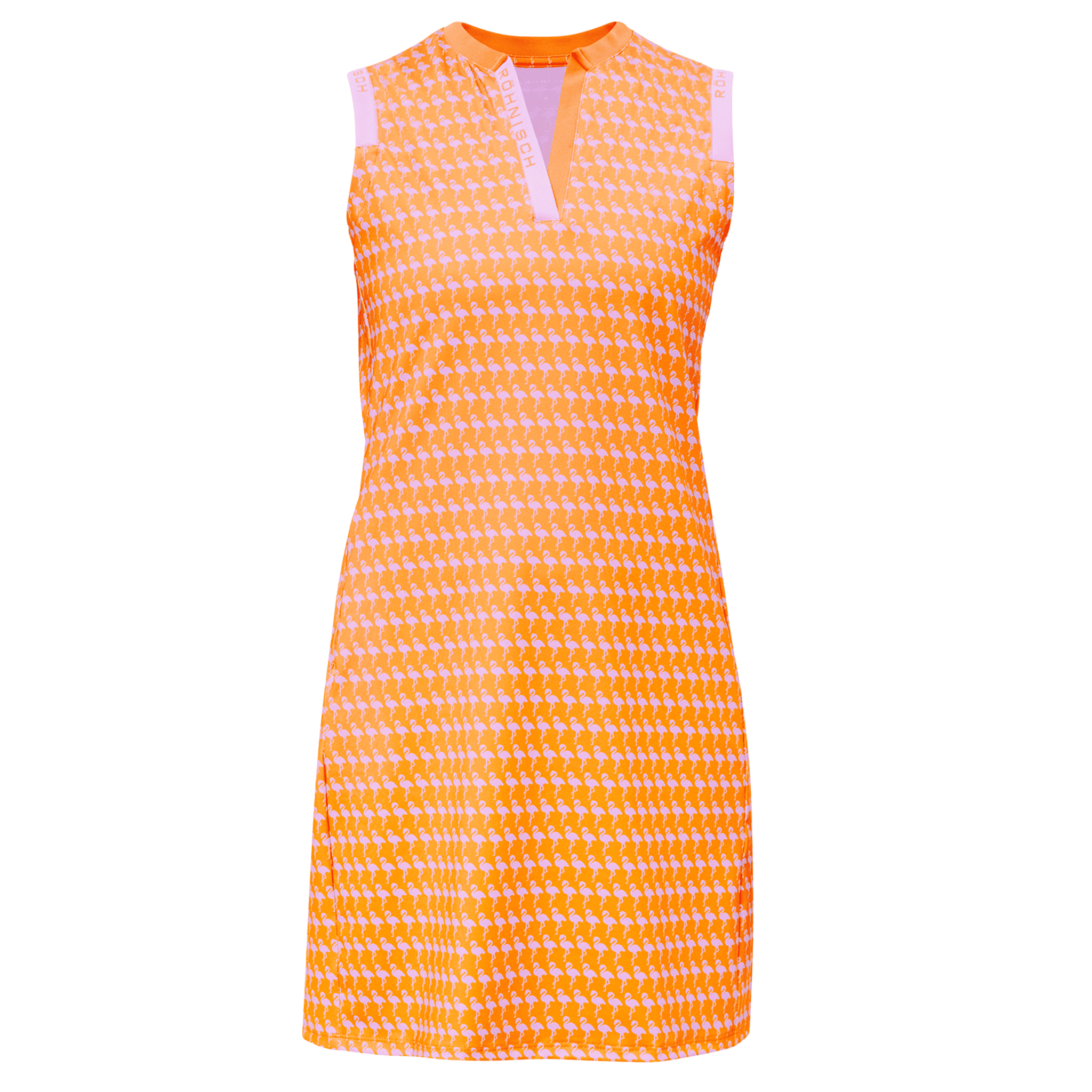 Röhnisch Abby Golf Kleid Damen Flamingo Aop Orange Ärmellos Damen