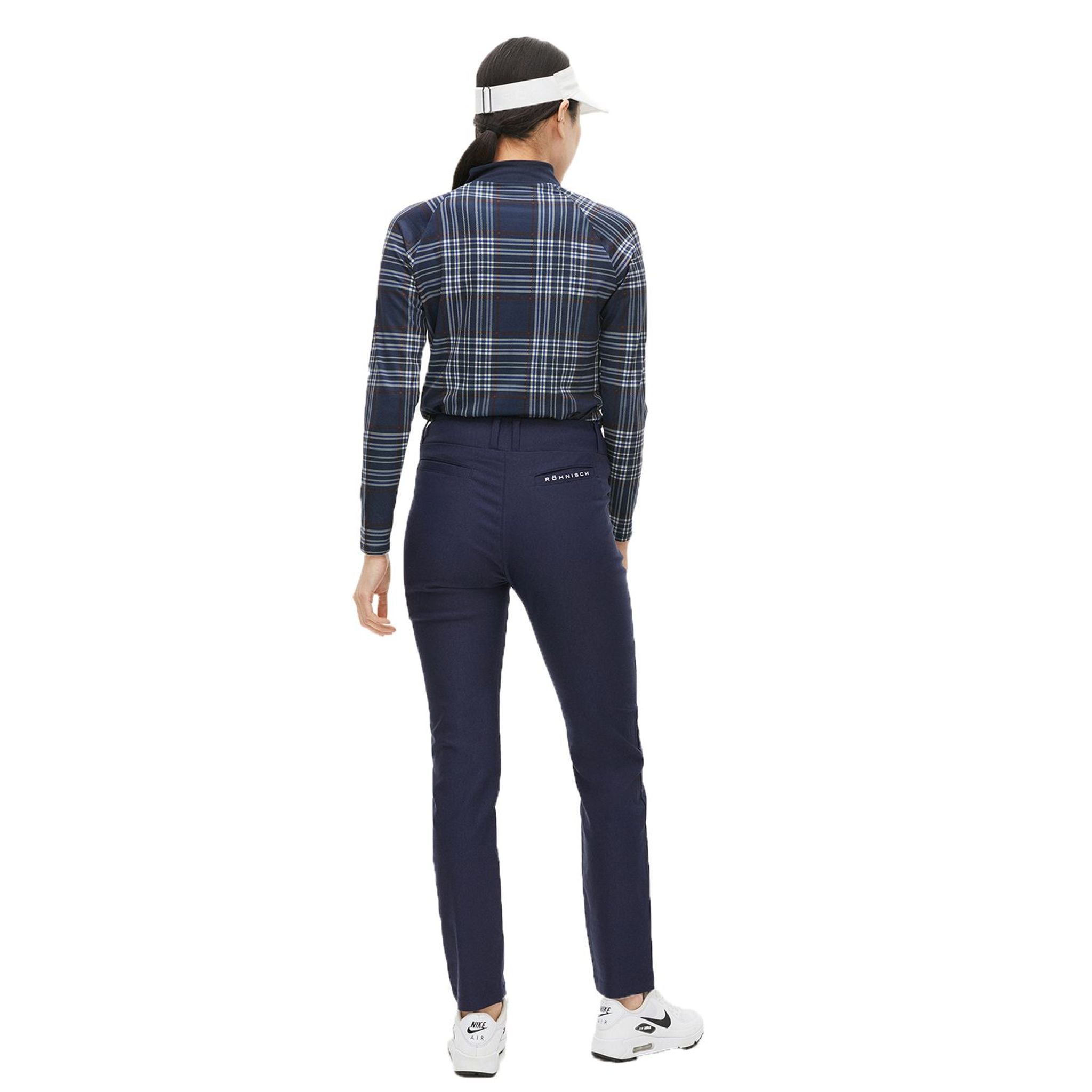 Röhnisch Elle Golf Polo Langarm Navy Check Damen Damen