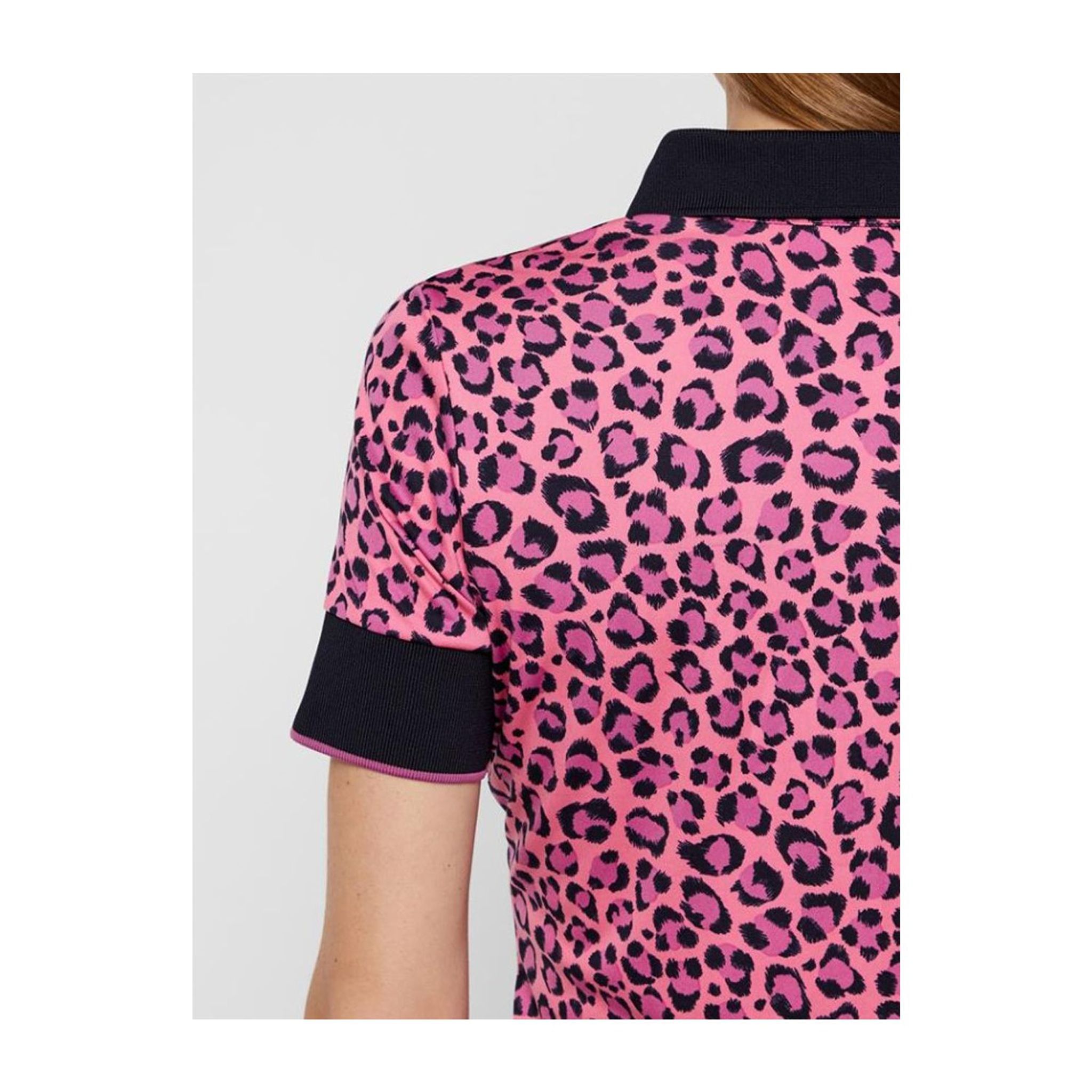 J. Lindeberg W Lexie-TX Coolmax Polo Pink Leopard Damen