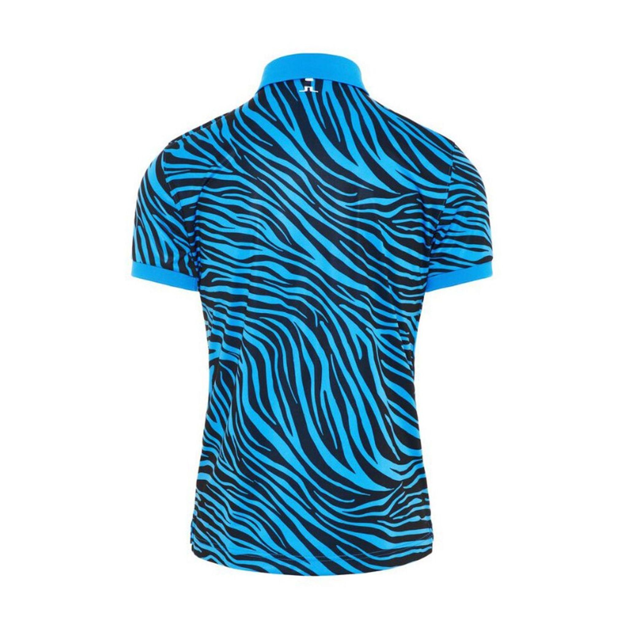 J. Lindeberg M Tour Tech Print Slim Fit-TX Polo Zebra Worl Blu Herren