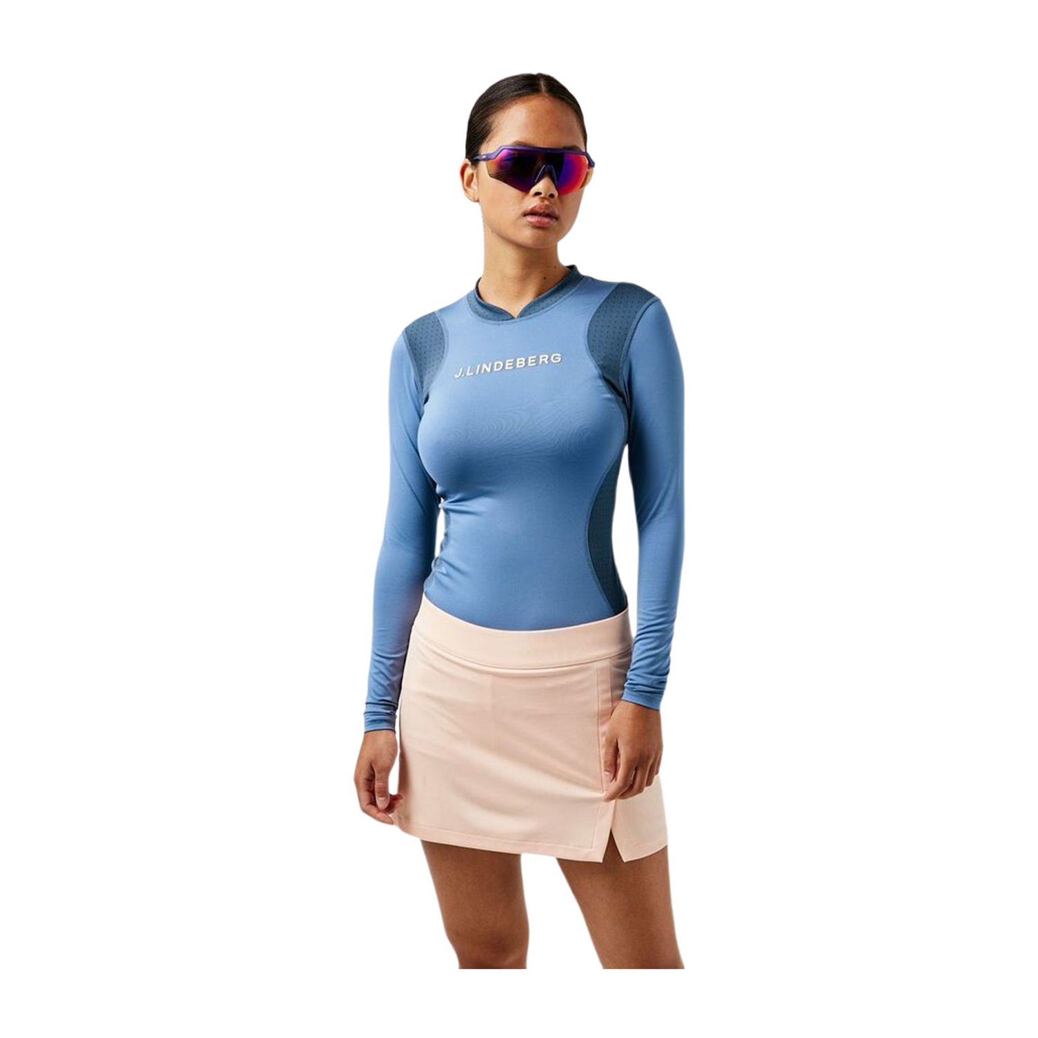 J. Lindeberg W Layer Zowie Soft Compression Top Langarm Blau Damen