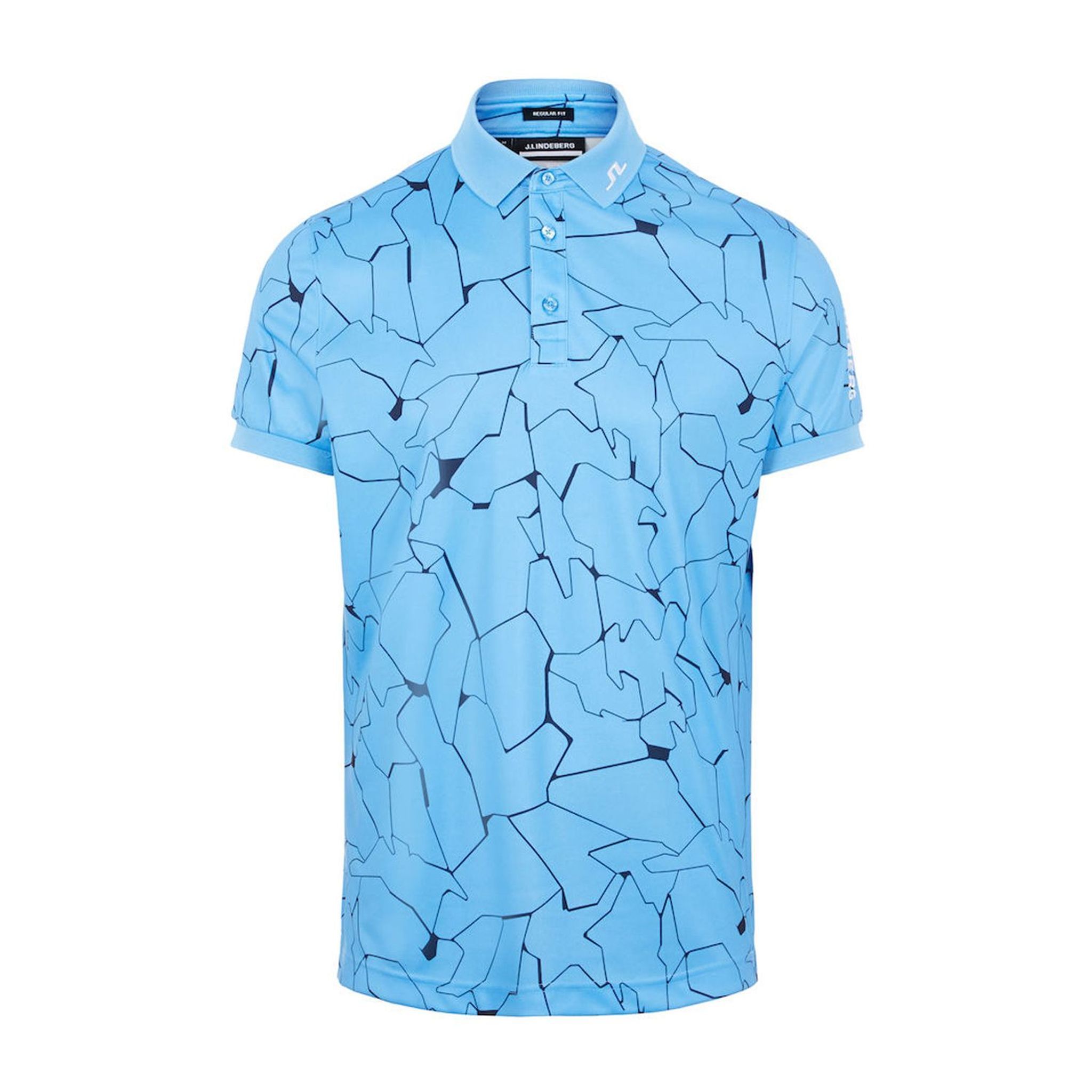 J. Lindeberg M Tour Tech Reg Fit Print SS Polo Slit Ocean Blue Herren