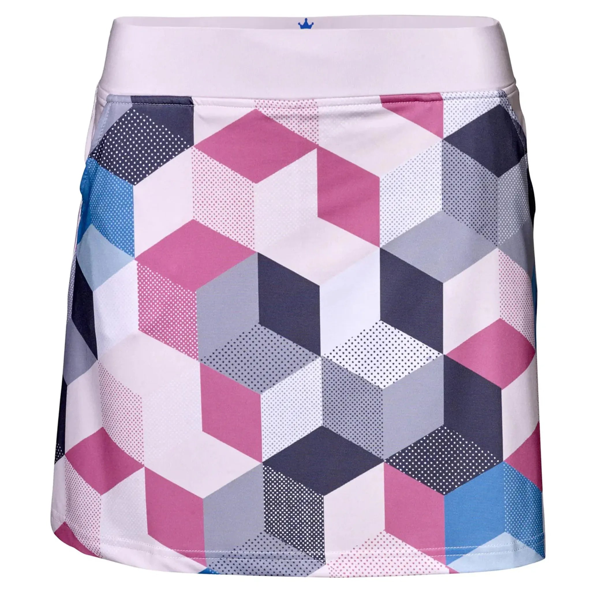 Girls Golf Rectangles Skort White/Grey Damen